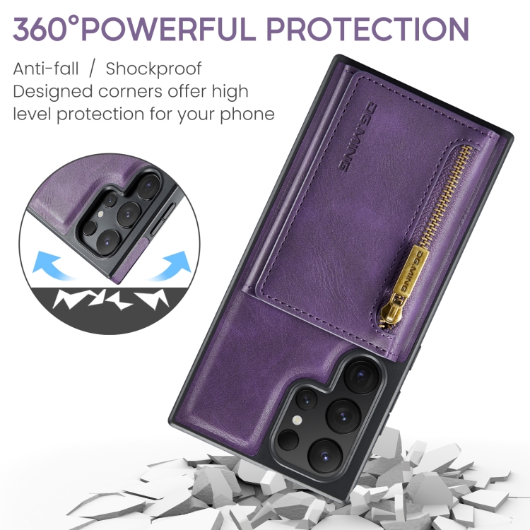For Samsung Galaxy S24 Ultra 5G DG.MING M5 Series Zip RFID Multi Card Detachable Leather Phone Case(Purple) For Samsung Galaxy S24 Ultra 5G DG.MING M5 Series Zip RFID Multi Card Detachable Leather Phone Case(Purple)