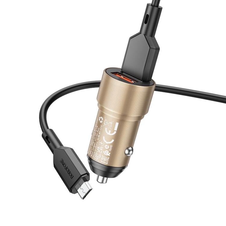 BOROFONE BZ19 Wisdom Dual USB Ports Car Charger with USB to Micro USB Cable(Gold) BOROFONE BZ19 Wisdom Dual USB Ports Car Charger with USB to Micro USB Cable(Gold)
