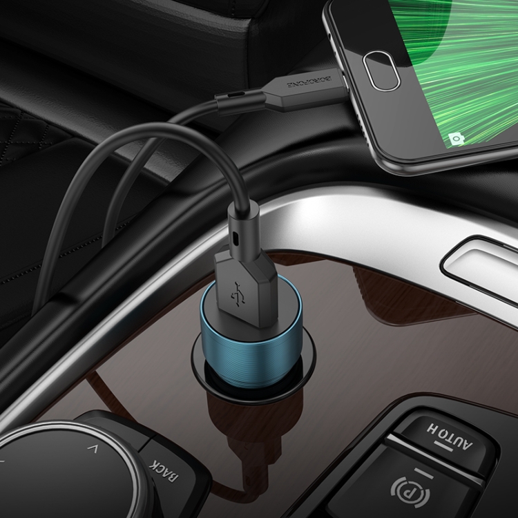BOROFONE BZ19A Wisdom QC3.0 USB Port Fast Charging Car Charger with USB to Micro USB Cable(Gold) BOROFONE BZ19A Wisdom QC3.0 USB Port Fast Charging Car Charger with USB to Micro USB Cable(Gold)