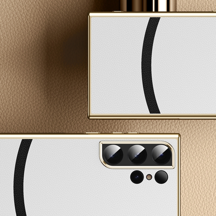 For Samsung Galaxy S23+ 5G Gilt Leather Electroplated Phone Case(White) For Samsung Galaxy S23+ 5G Gilt Leather Electroplated Phone Case(White)