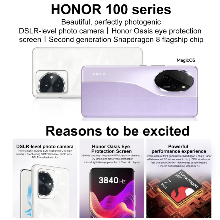 Honor 100, 16GB+512GB, Screen Fingerprint Identification, 6.7 inch MagicOS 7.2 Snapdragon 7 Gen 3 Octa Core up to 2.63GHz, Network: 5G, NFC, OTG, Not Support Google Play(Black) - B1