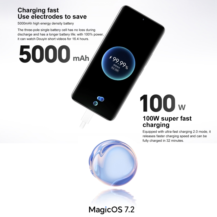 Honor 100, 16GB+512GB, Screen Fingerprint Identification, 6.7 inch MagicOS 7.2 Snapdragon 7 Gen 3 Octa Core up to 2.63GHz, Network: 5G, NFC, OTG, Not Support Google Play(Black) - B9