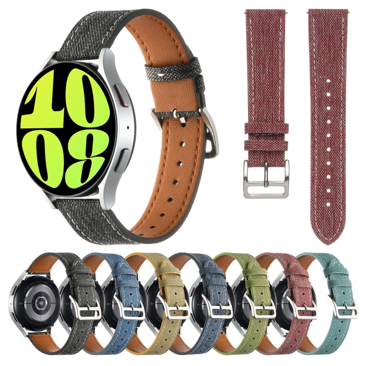 20mm Universal Denim Leather Buckle Watch Band(Turquoise)