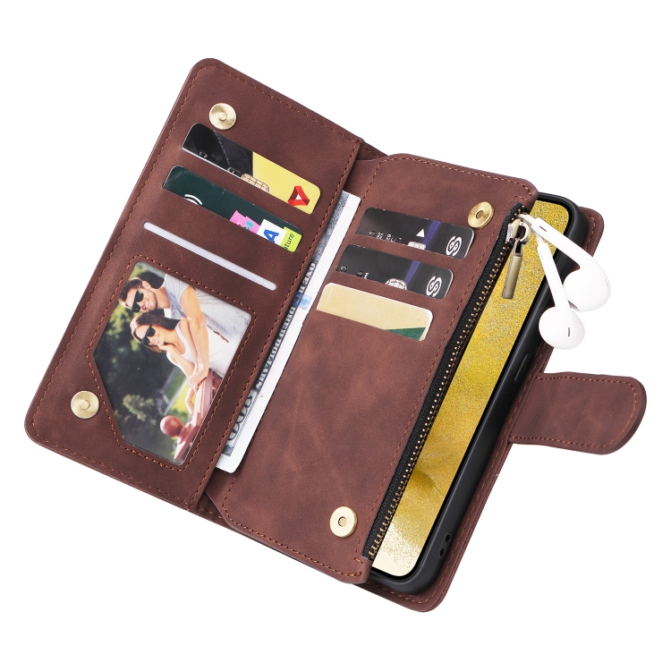 For Samsung Galaxy S23+ 5G Multifunctional Frosted Zipper Wallet Leather Phone Case(Coffee) For Samsung Galaxy S23+ 5G Multifunctional Frosted Zipper Wallet Leather Phone Case(Coffee)