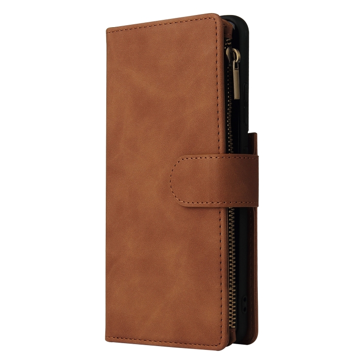 For Samsung Galaxy S21 Ultra 5G Multifunctional Frosted Zipper Wallet Leather Phone Case(Brown) For Samsung Galaxy S21 Ultra 5G Multifunctional Frosted Zipper Wallet Leather Phone Case(Brown)