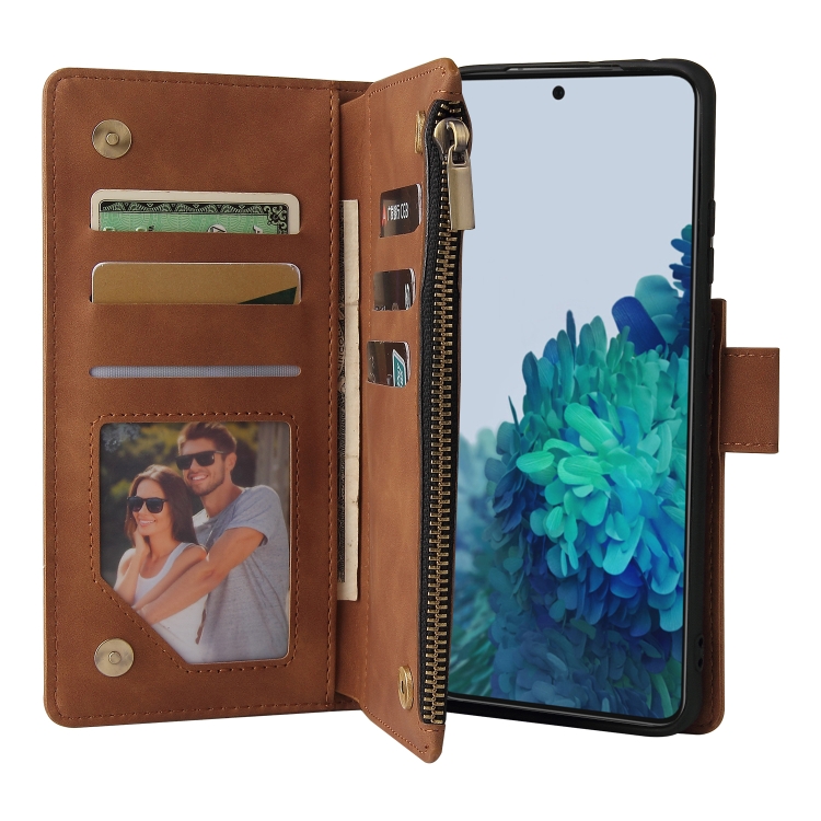 For Samsung Galaxy S21 Ultra 5G Multifunctional Frosted Zipper Wallet Leather Phone Case(Brown) For Samsung Galaxy S21 Ultra 5G Multifunctional Frosted Zipper Wallet Leather Phone Case(Brown)