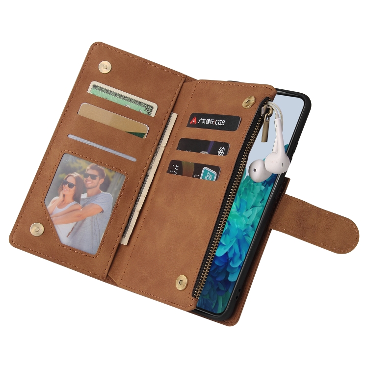 For Samsung Galaxy S21 Ultra 5G Multifunctional Frosted Zipper Wallet Leather Phone Case(Brown) For Samsung Galaxy S21 Ultra 5G Multifunctional Frosted Zipper Wallet Leather Phone Case(Brown)