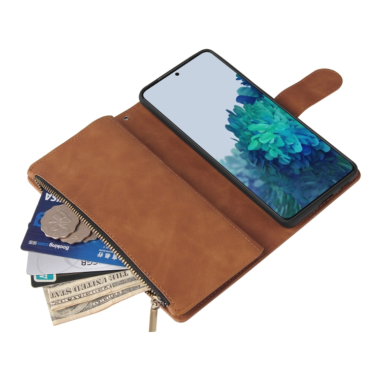 For Samsung Galaxy S21 Ultra 5G Multifunctional Frosted Zipper Wallet Leather Phone Case(Brown) For Samsung Galaxy S21 Ultra 5G Multifunctional Frosted Zipper Wallet Leather Phone Case(Brown)
