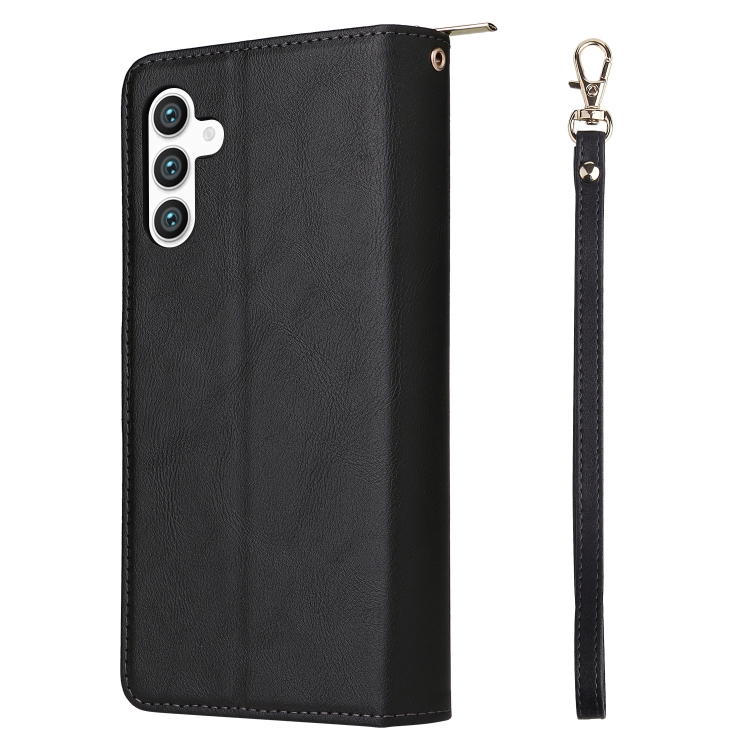 For Samsung Galaxy S24 5G 9-Card Slots Zipper Wallet Bag Leather Phone Case(Black) For Samsung Galaxy S24 5G 9-Card Slots Zipper Wallet Bag Leather Phone Case(Black)