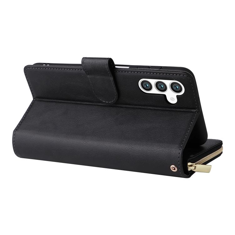 For Samsung Galaxy S24 5G 9-Card Slots Zipper Wallet Bag Leather Phone Case(Black) For Samsung Galaxy S24 5G 9-Card Slots Zipper Wallet Bag Leather Phone Case(Black)