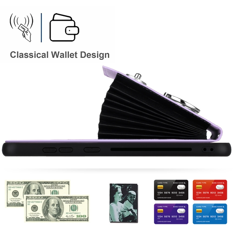 For Samsung Galaxy S23 Ultra 5G Organ Card Bag Ring Holder PU Phone Case(Purple) For Samsung Galaxy S23 Ultra 5G Organ Card Bag Ring Holder PU Phone Case(Purple)