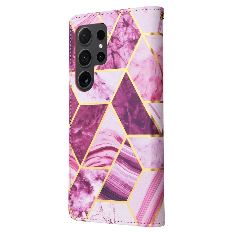 For Samsung Galaxy S24 Ultra 5G Marble Bronzing Stitching Leather Phone Case(Purple) For Samsung Galaxy S24 Ultra 5G Marble Bronzing Stitching Leather Phone Case(Purple)
