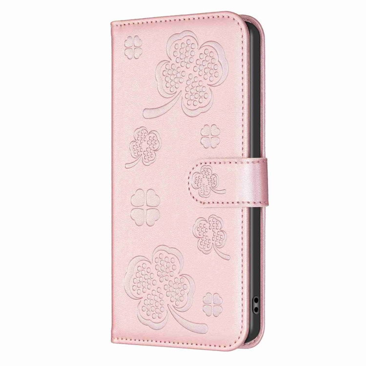 For Samsung Galaxy S22 5G Four-leaf Embossed Leather Phone Case(Pink) For Samsung Galaxy S22 5G Four-leaf Embossed Leather Phone Case(Pink)
