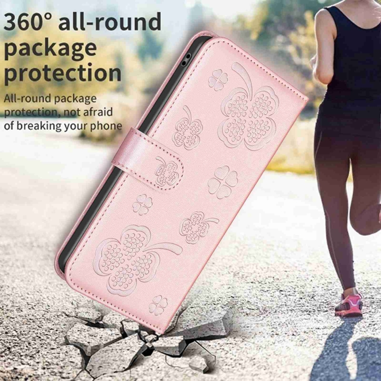 For Samsung Galaxy S22 5G Four-leaf Embossed Leather Phone Case(Pink) For Samsung Galaxy S22 5G Four-leaf Embossed Leather Phone Case(Pink)