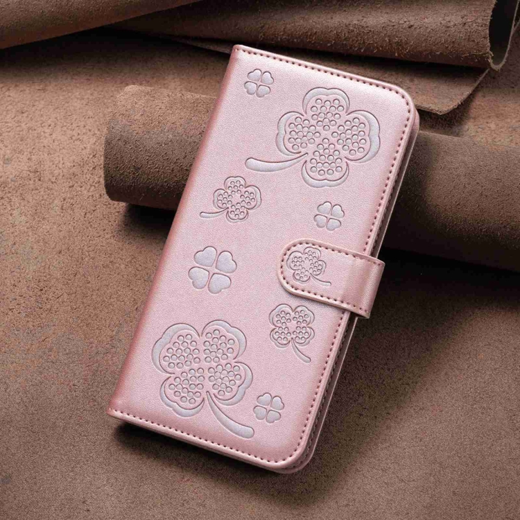 For Samsung Galaxy S22 5G Four-leaf Embossed Leather Phone Case(Pink) For Samsung Galaxy S22 5G Four-leaf Embossed Leather Phone Case(Pink)