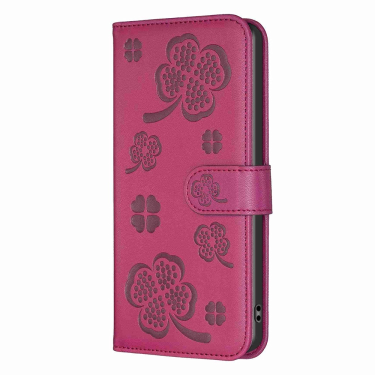 For Samsung Galaxy S22+ 5G Four-leaf Embossed Leather Phone Case(Rose Red) For Samsung Galaxy S22+ 5G Four-leaf Embossed Leather Phone Case(Rose Red)