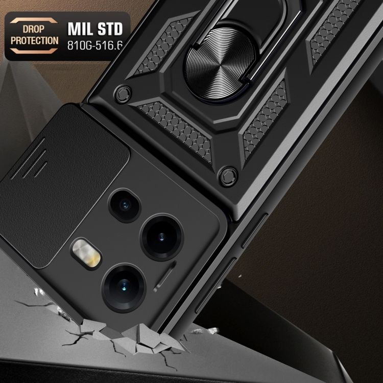 For vivo V25 5G/V25e 4G/X80 Lite 5G Sliding Camera Cover Design TPU+PC Phone Case(Blue)