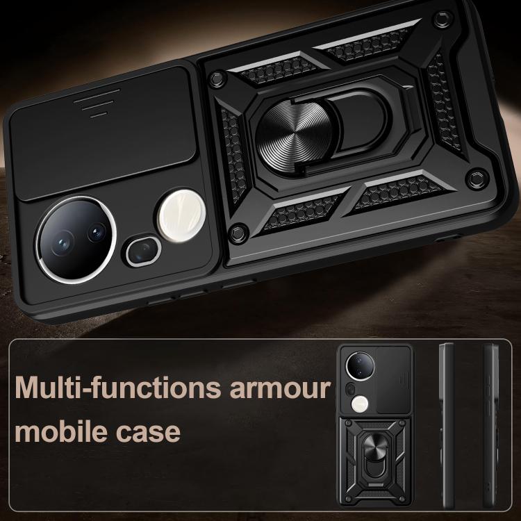 For vivo S20 Pro / T4 Ultra 5G Sliding Camera Cover Design TPU+PC Phone Case(Black)