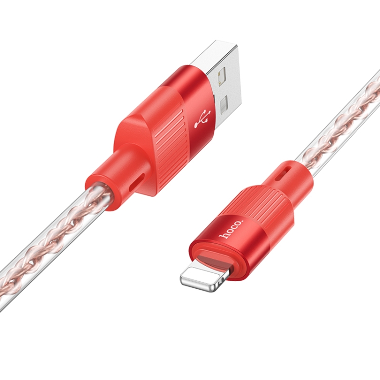 hoco X99 Crystal Junction 2.4A USB to 8 Pin Silicone Charging Data Cable, Length:1m(Red) hoco X99 Crystal Junction 2.4A USB to 8 Pin Silicone Charging Data Cable, Length:1m(Red)