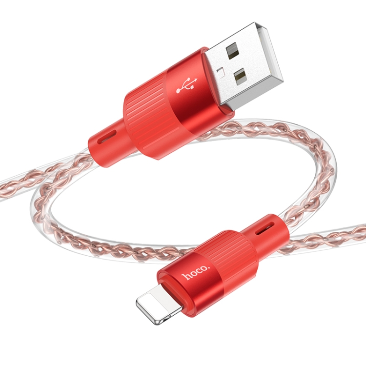 hoco X99 Crystal Junction 2.4A USB to 8 Pin Silicone Charging Data Cable, Length:1m(Red) hoco X99 Crystal Junction 2.4A USB to 8 Pin Silicone Charging Data Cable, Length:1m(Red)