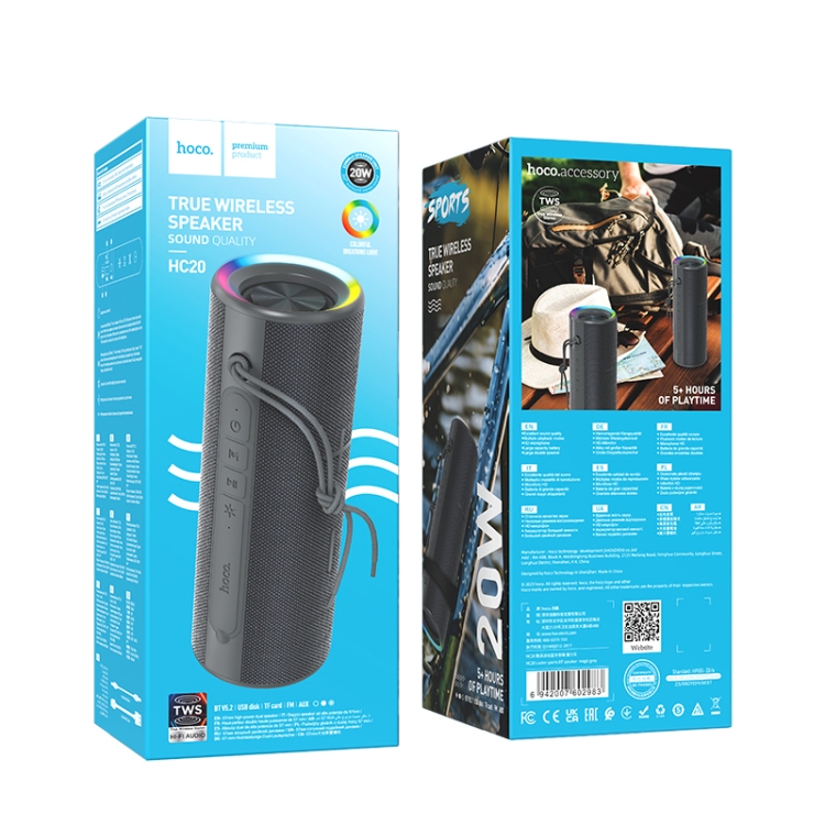 hoco HC20 Luster Outdoor Bluetooth 5.2 Speaker Support TF Card / FM / TWS(Black) hoco HC20 Luster Outdoor Bluetooth 5.2 Speaker Support TF Card / FM / TWS(Black)