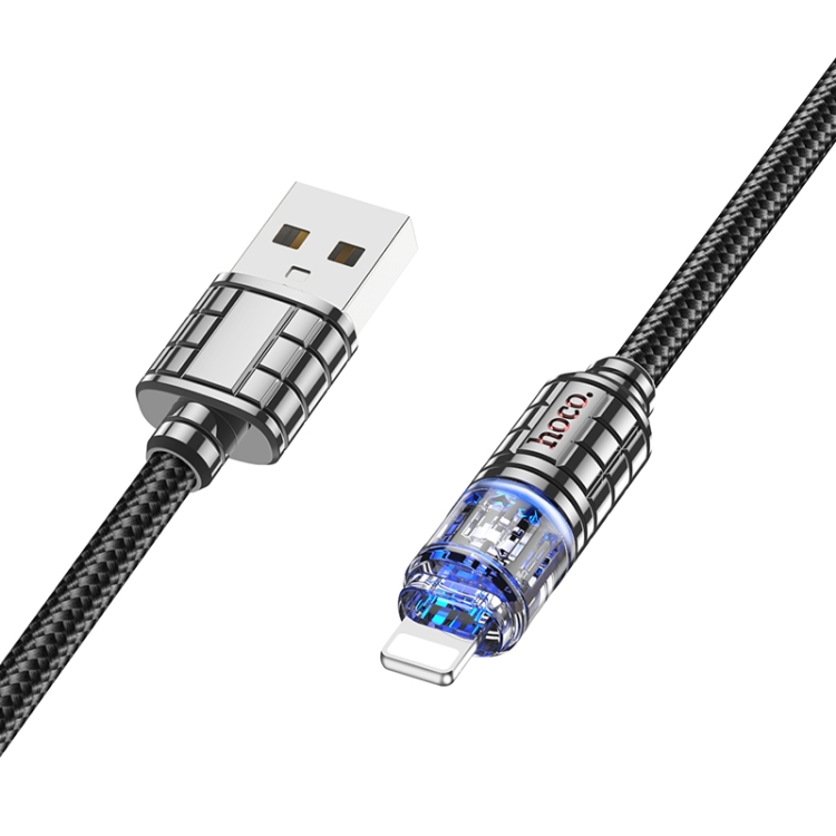 hoco U122 1.2m 2.4A USB to 8 Pin Lantern Transparent Discovery Edition Charging Data Cable(Black) hoco U122 1.2m 2.4A USB to 8 Pin Lantern Transparent Discovery Edition Charging Data Cable(Black)