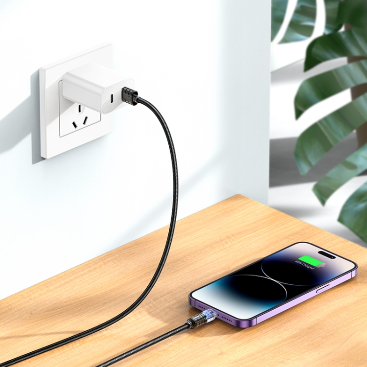 hoco U122 1.2m 2.4A USB to 8 Pin Lantern Transparent Discovery Edition Charging Data Cable(Black) hoco U122 1.2m 2.4A USB to 8 Pin Lantern Transparent Discovery Edition Charging Data Cable(Black)