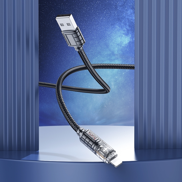 hoco U122 1.2m 2.4A USB to 8 Pin Lantern Transparent Discovery Edition Charging Data Cable(Black) hoco U122 1.2m 2.4A USB to 8 Pin Lantern Transparent Discovery Edition Charging Data Cable(Black)