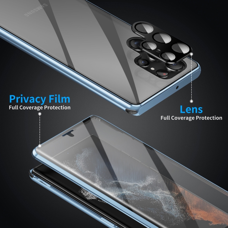 For Samsung Galaxy S24 Ultra 5G Anti-peeping Magnetic Double-sided Tempered Glass Phone Case(Blue) For Samsung Galaxy S24 Ultra 5G Anti-peeping Magnetic Double-sided Tempered Glass Phone Case(Blue)