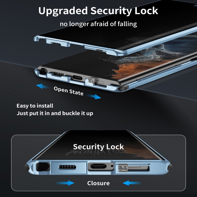 For Samsung Galaxy S24 Ultra 5G Anti-peeping Magnetic Double-sided Tempered Glass Phone Case(Blue) For Samsung Galaxy S24 Ultra 5G Anti-peeping Magnetic Double-sided Tempered Glass Phone Case(Blue)