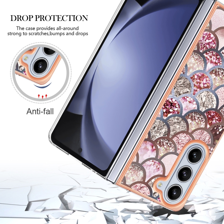 For Samsung Galaxy Z Fold5 5G Electroplating IMD TPU Phone Case(Pink Scales) For Samsung Galaxy Z Fold5 5G Electroplating IMD TPU Phone Case(Pink Scales)
