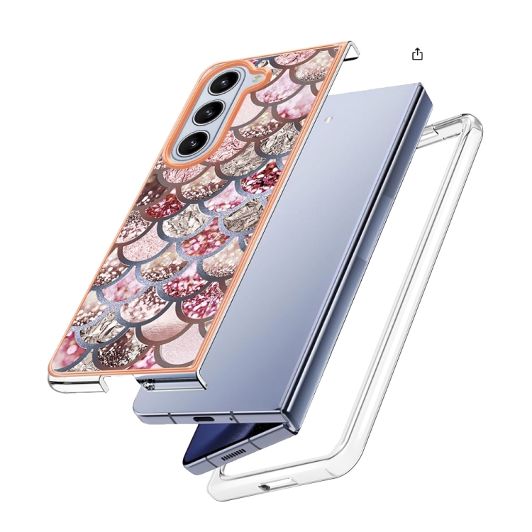 For Samsung Galaxy Z Fold5 5G Electroplating IMD TPU Phone Case(Pink Scales) For Samsung Galaxy Z Fold5 5G Electroplating IMD TPU Phone Case(Pink Scales)
