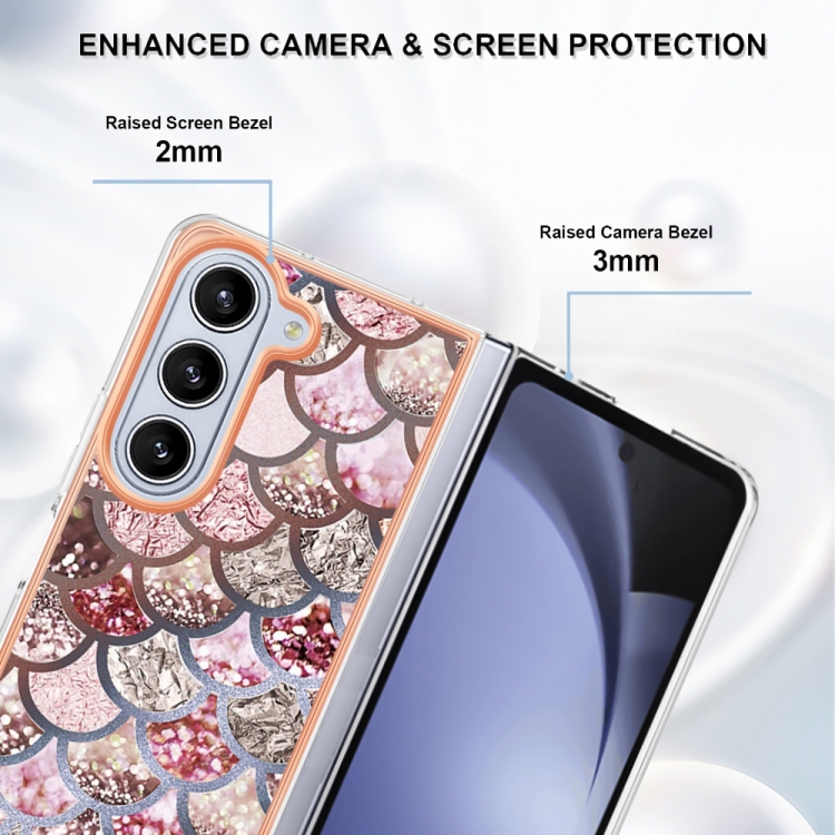 For Samsung Galaxy Z Fold5 5G Electroplating IMD TPU Phone Case(Pink Scales) For Samsung Galaxy Z Fold5 5G Electroplating IMD TPU Phone Case(Pink Scales)