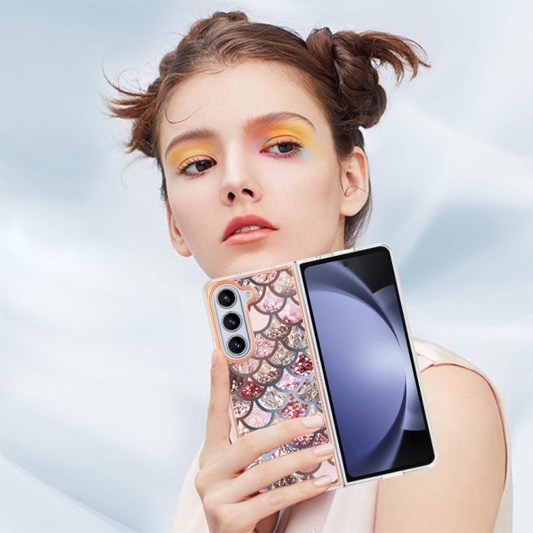 For Samsung Galaxy Z Fold5 5G Electroplating IMD TPU Phone Case(Pink Scales) For Samsung Galaxy Z Fold5 5G Electroplating IMD TPU Phone Case(Pink Scales)