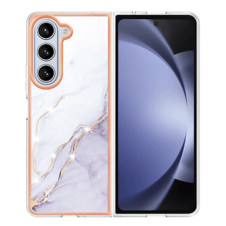 For Samsung Galaxy Z Fold5 5G Electroplating Marble Dual-side IMD Phone Case(White 006) For Samsung Galaxy Z Fold5 5G Electroplating Marble Dual-side IMD Phone Case(White 006)