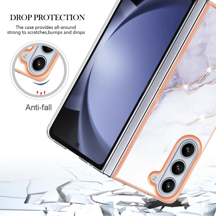 For Samsung Galaxy Z Fold5 5G Electroplating Marble Dual-side IMD Phone Case(White 006) For Samsung Galaxy Z Fold5 5G Electroplating Marble Dual-side IMD Phone Case(White 006)