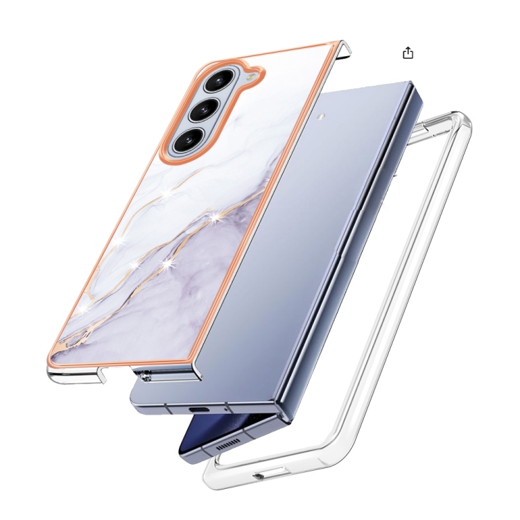 For Samsung Galaxy Z Fold5 5G Electroplating Marble Dual-side IMD Phone Case(White 006) For Samsung Galaxy Z Fold5 5G Electroplating Marble Dual-side IMD Phone Case(White 006)