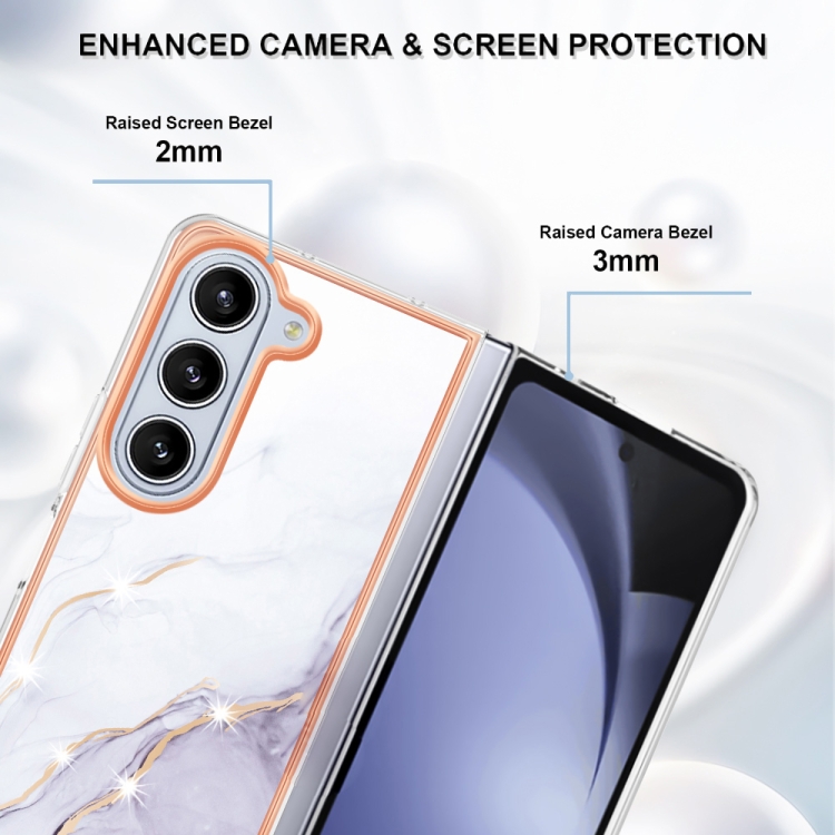 For Samsung Galaxy Z Fold5 5G Electroplating Marble Dual-side IMD Phone Case(White 006) For Samsung Galaxy Z Fold5 5G Electroplating Marble Dual-side IMD Phone Case(White 006)