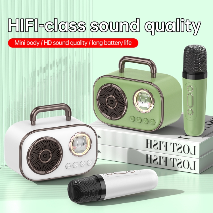 HiFi Bluetooth 5.3 Speaker Support FM, with 2 x Microphone(Green) HiFi Bluetooth 5.3 Speaker Support FM, with 2 x Microphone(Green)