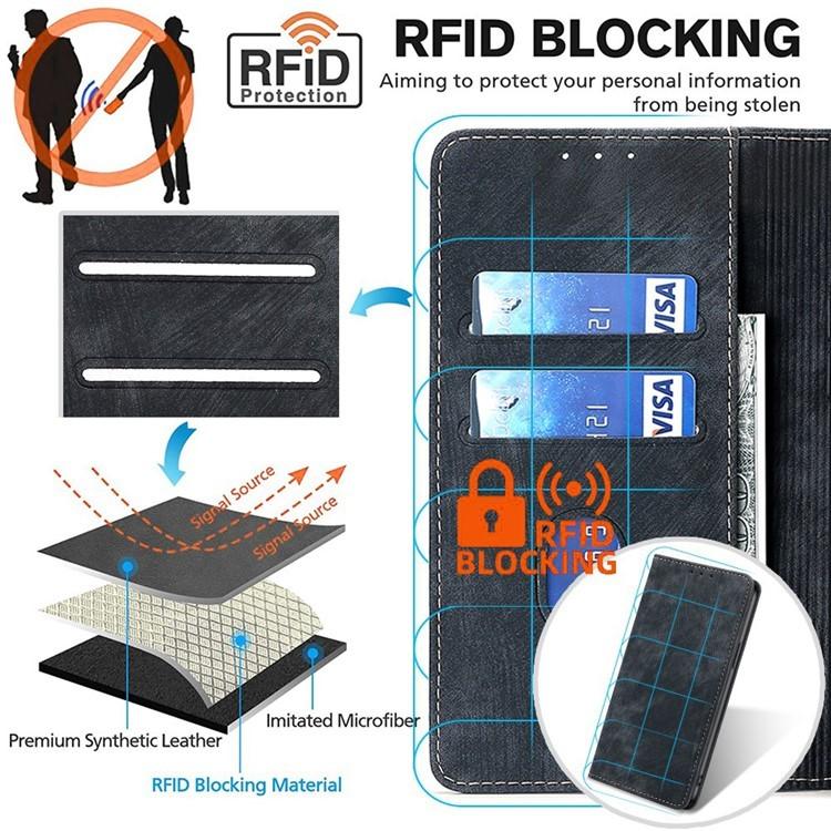 For itel City 200 4G RFID Anti-theft Brush Magnetic Leather Phone Case(Black)