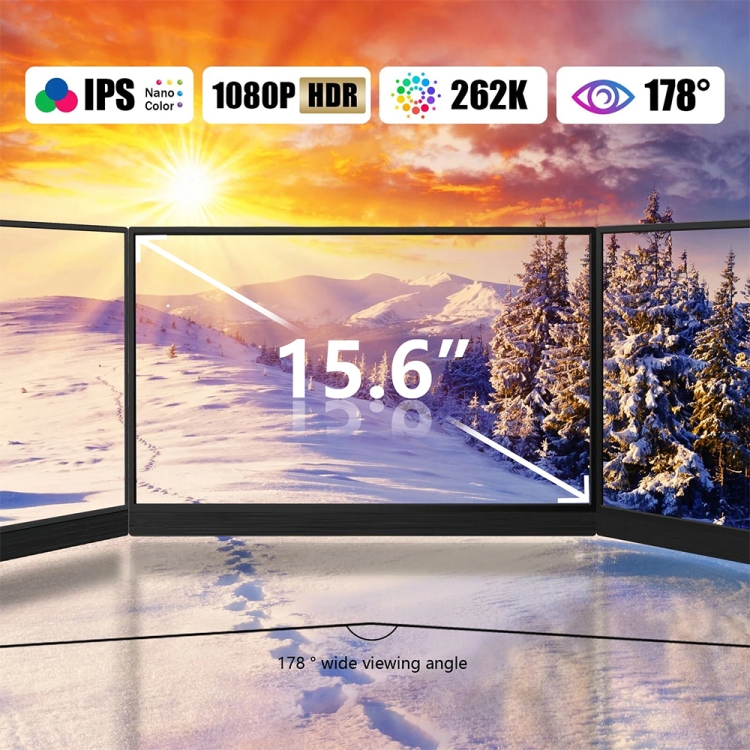 Monitor portátil con pantalla IPS HDR 1080P de 15,6 pulgadas (sin cargador) - 2