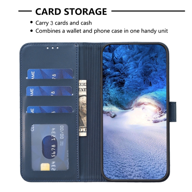 For iPhone 15 Pro Four-leaf Embossed Leather Phone Case(Blue) For iPhone 15 Pro Four-leaf Embossed Leather Phone Case(Blue)