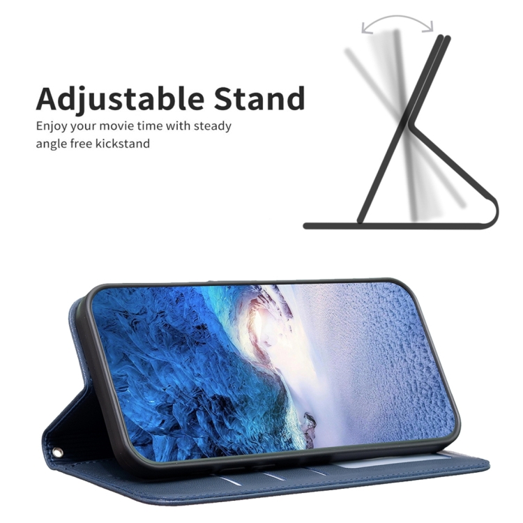 For iPhone 15 Pro Four-leaf Embossed Leather Phone Case(Blue) For iPhone 15 Pro Four-leaf Embossed Leather Phone Case(Blue)