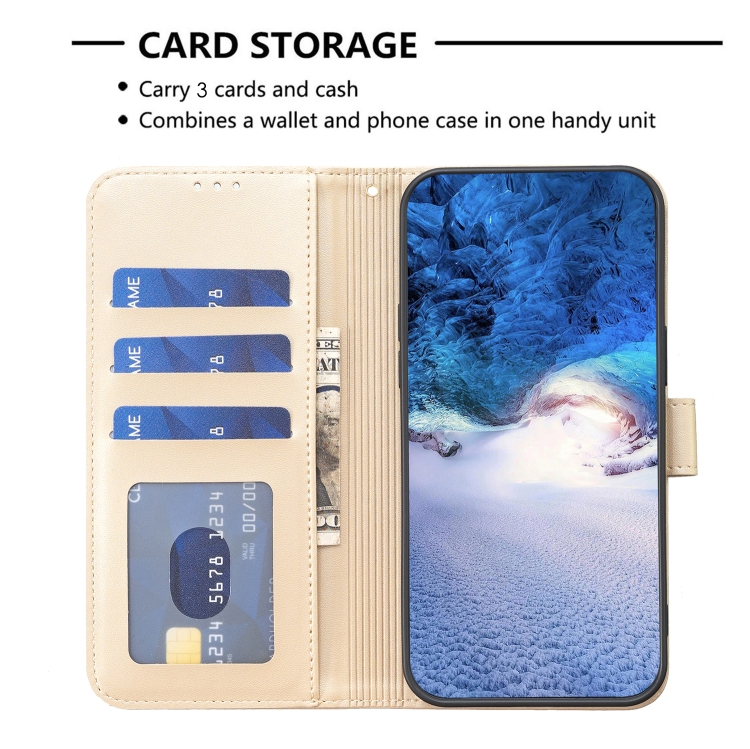 For iPhone 16 Plus Four-leaf Embossed Leather Phone Case(Gold) For iPhone 16 Plus Four-leaf Embossed Leather Phone Case(Gold)