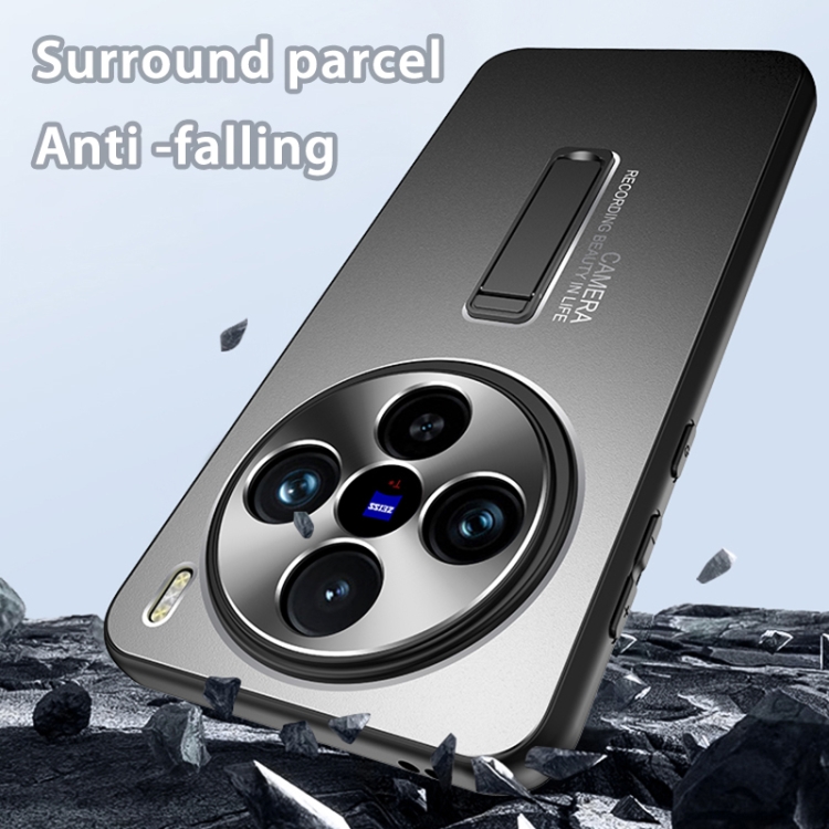 For vivo X100 Ultra Frosted Metal Hybrid TPU Holder Phone Case(Silver)