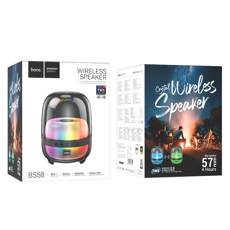 hoco BS58 Crystal Colorful Luminous Bluetooth 5.1 Speaker(Black) hoco BS58 Crystal Colorful Luminous Bluetooth 5.1 Speaker(Black)