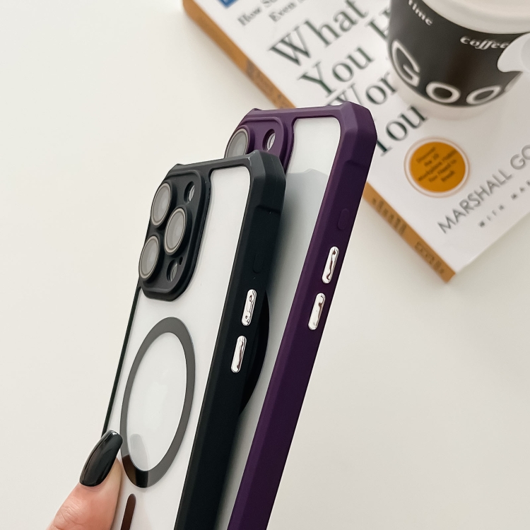 For iPhone 14 Plus Colorful Two-Color Lens Film MagSafe Magnetic Horn Acrylic+TPU Case(Grey) For iPhone 14 Plus Colorful Two-Color Lens Film MagSafe Magnetic Horn Acrylic+TPU Case(Grey)