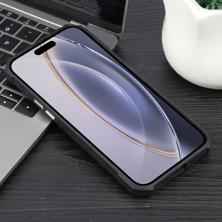 For iPhone 16 Pro Max Colorful Two-Color Lens Film MagSafe Magnetic Horn Acrylic+TPU Case(Black) For iPhone 16 Pro Max Colorful Two-Color Lens Film MagSafe Magnetic Horn Acrylic+TPU Case(Black)