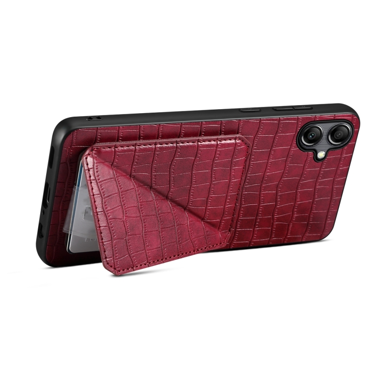 For Samsung Galaxy S23+ 5G Denior Imitation Crocodile Leather Back Phone Case with Holder(Rose Red) For Samsung Galaxy S23+ 5G Denior Imitation Crocodile Leather Back Phone Case with Holder(Rose Red)