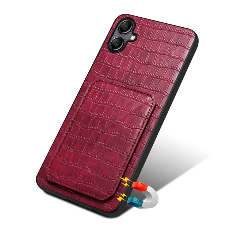 For Samsung Galaxy S23+ 5G Denior Imitation Crocodile Leather Back Phone Case with Holder(Rose Red) For Samsung Galaxy S23+ 5G Denior Imitation Crocodile Leather Back Phone Case with Holder(Rose Red)